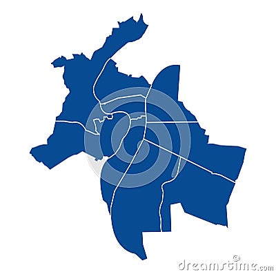 Outline map of Lyon districts Stock Photo